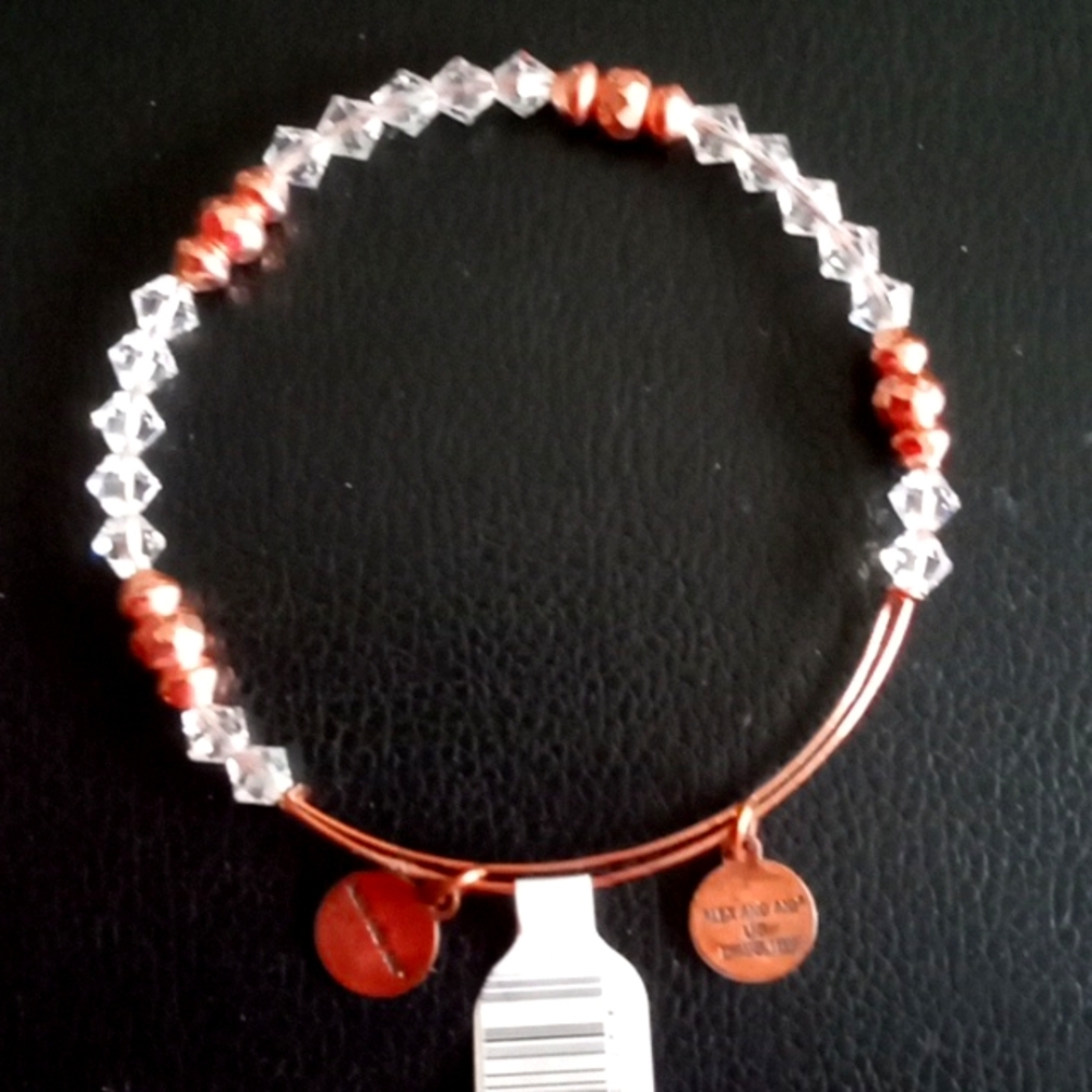 ALEX AND ANI CLEAR SWAROVSKI CRYSTAL AND ROSE GOLD TONED WIRE AND BEADS - Picture 1 of 5
